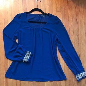 Double Zero NWT gold chain embellished cuff chiffon top M